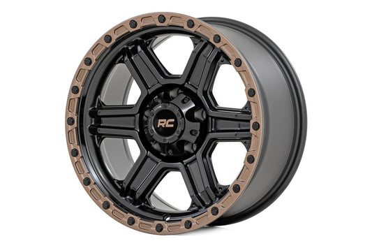 Rough Country 79 Series Wheel | One-Piece | Semi Gloss Black w/Bronze Ring | 18x9 | 6x5.5 |+18mm